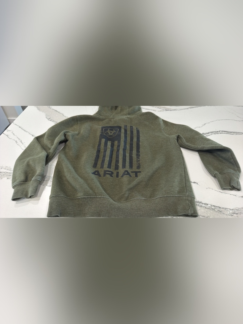 Ariat Olive Green Crewneck Pullover with Navy Logo